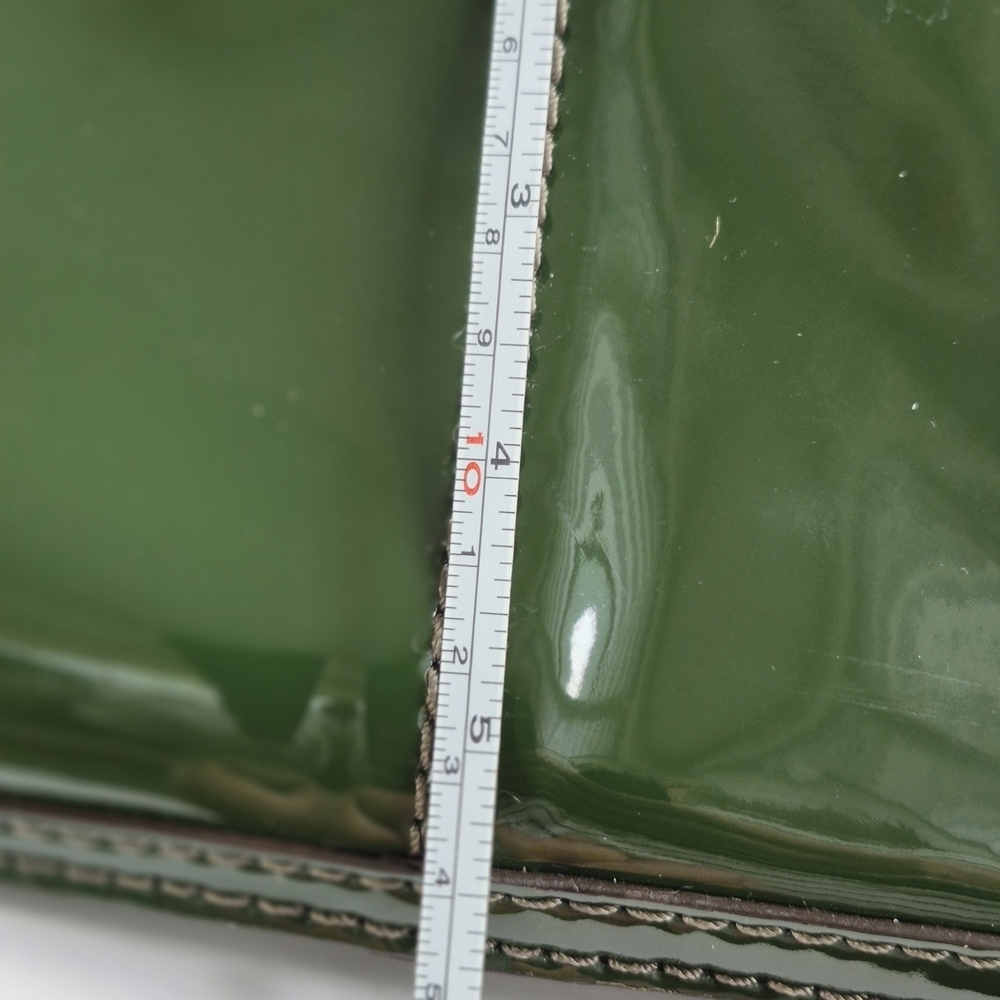 Y2k ANTONIO MELANI Patent Leather Shiny Green Patent Leather Tote Bag - Picture 9 of 14